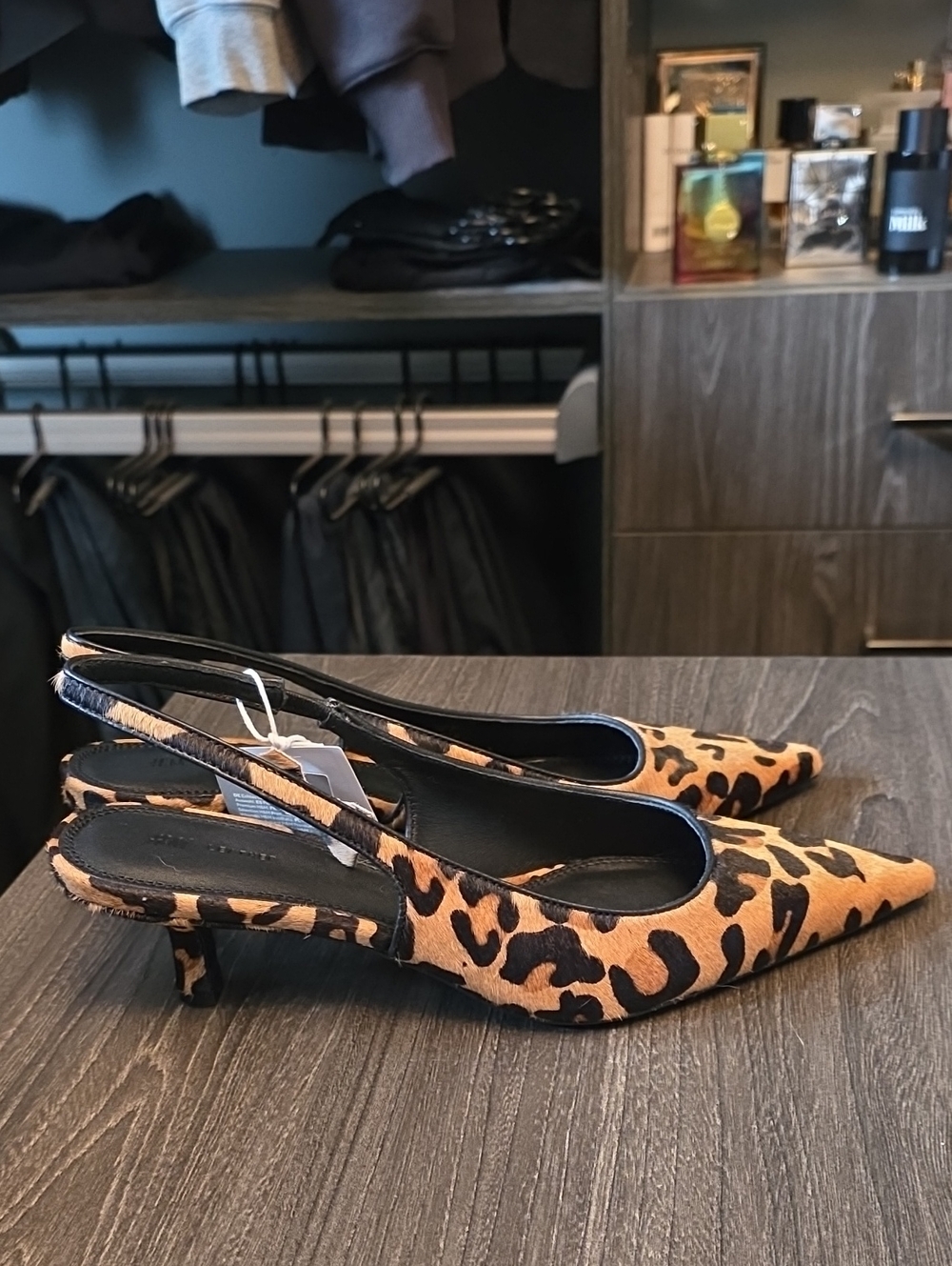 H&M Leopard Print Slingback Kitten Heels - Black & Brown